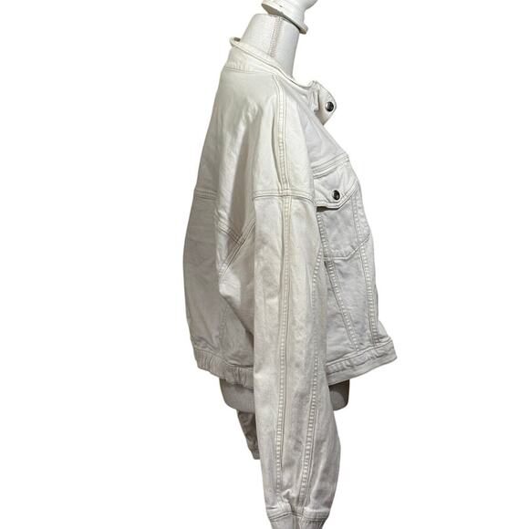 Abercrombie & Fitch white denim Jacket, Y2K revival, streetwear, moto inspired - Picture 2 of 6